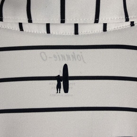 Johnnie-O Men’s Polo Shirt | Medium White Navy Stripe - Picture 5 of 6